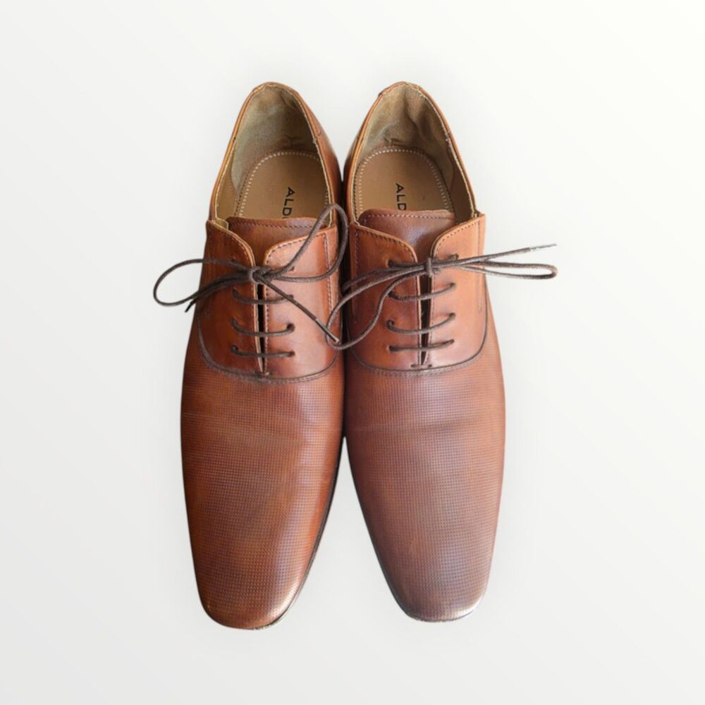 ALDO Mens Brown Leather Oxford Dress Shoes Lace Up Size 12 US 46 EUR